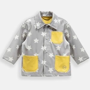 7AM Gray and Yellow Star Kids Raincoat size 2-3T